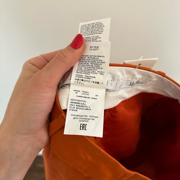 MaxMara Pegno Straight-Leg Trousers Orange 4 $595 - Picture 12 of 12